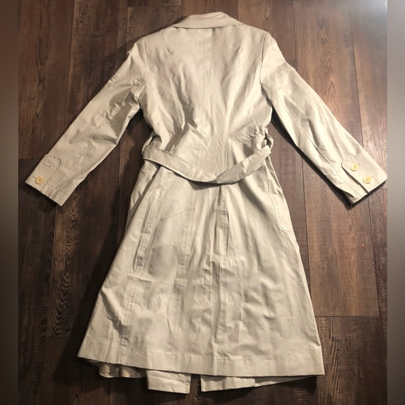 VTG Parallel Poly Vinyl Trench Coat. Cream Color Women’s Size 6. Made In USA - Picture 3 of 8